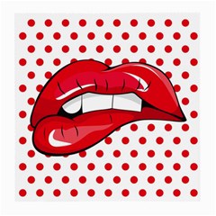 Sexy Lips Red Polka Dot Medium Glasses Cloth (2-side) by Mariart