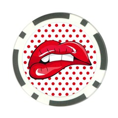 Sexy Lips Red Polka Dot Poker Chip Card Guard by Mariart