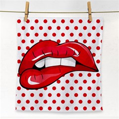 Sexy Lips Red Polka Dot Face Towel by Mariart