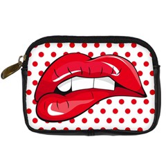 Sexy Lips Red Polka Dot Digital Camera Cases by Mariart