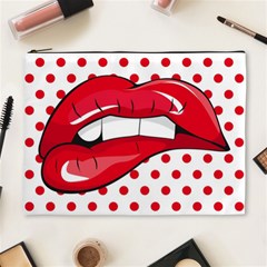 Sexy Lips Red Polka Dot Cosmetic Bag (xl) by Mariart