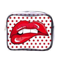 Sexy Lips Red Polka Dot Mini Toiletries Bags by Mariart