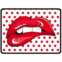 Sexy Lips Red Polka Dot Fleece Blanket (large)  by Mariart