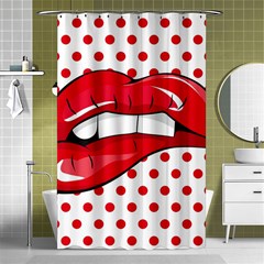 Sexy Lips Red Polka Dot Shower Curtain 48  X 72  (small)  by Mariart