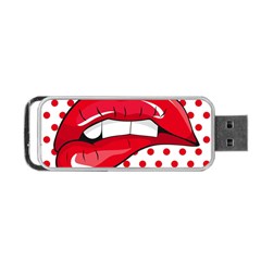 Sexy Lips Red Polka Dot Portable Usb Flash (two Sides) by Mariart