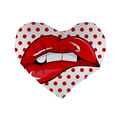 Sexy Lips Red Polka Dot Standard 16  Premium Heart Shape Cushions by Mariart