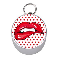 Sexy Lips Red Polka Dot Mini Silver Compasses