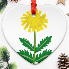 Sunflower Floral Flower Yellow Green Ornament (Heart)