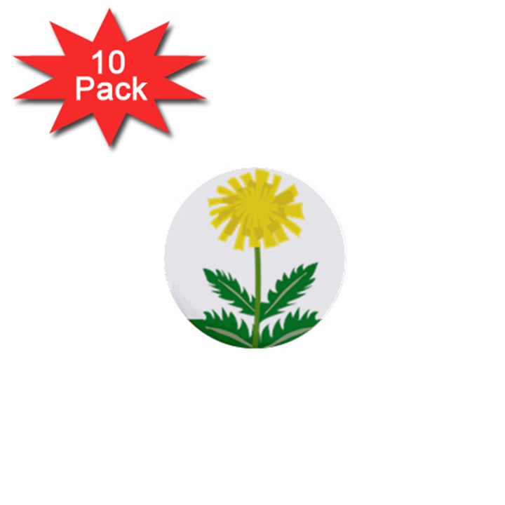 Sunflower Floral Flower Yellow Green 1  Mini Buttons (10 pack) 