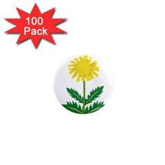 Sunflower Floral Flower Yellow Green 1  Mini Magnets (100 Pack)  by Mariart