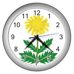 Sunflower Floral Flower Yellow Green Wall Clocks (silver)  by Mariart