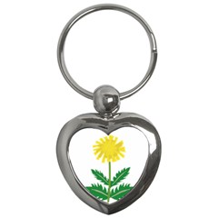 Sunflower Floral Flower Yellow Green Key Chains (heart)  by Mariart