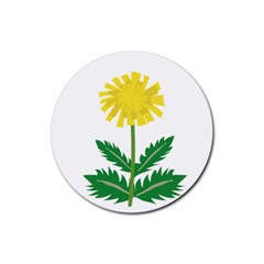 Sunflower Floral Flower Yellow Green Rubber Coaster (round) 