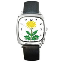 Sunflower Floral Flower Yellow Green Square Metal Watch by Mariart