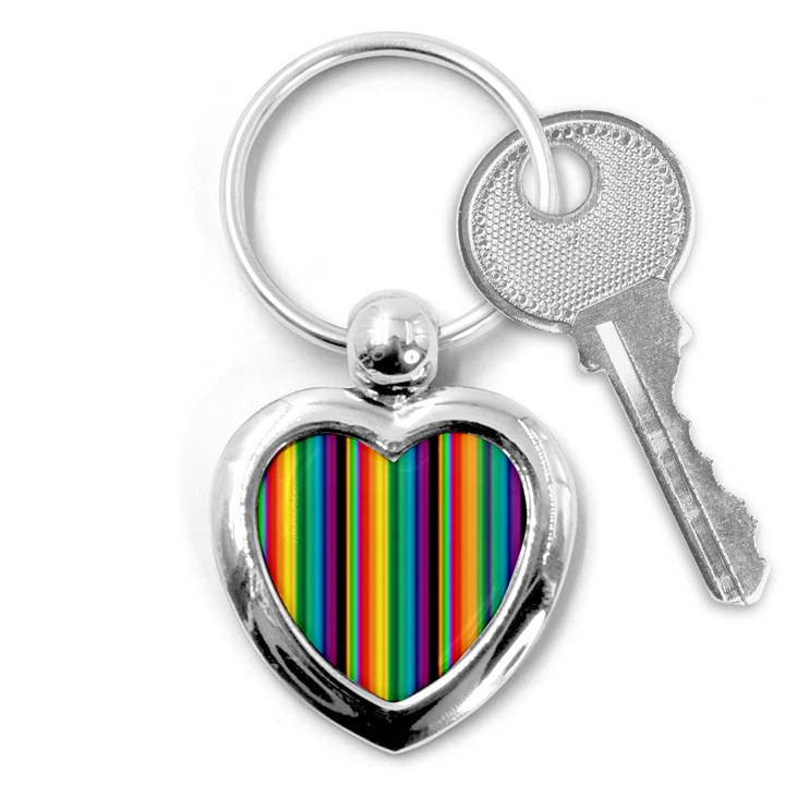 Multi Colored Colorful Bright Stripes Wallpaper Pattern Background Key Chains (Heart) 