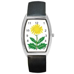 Sunflower Floral Flower Yellow Green Barrel Style Metal Watch by Mariart