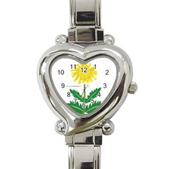 Sunflower Floral Flower Yellow Green Heart Italian Charm Watch