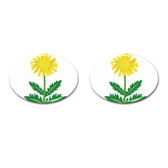 Sunflower Floral Flower Yellow Green Cufflinks (Oval)