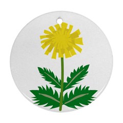 Sunflower Floral Flower Yellow Green Round Ornament (two Sides) by Mariart