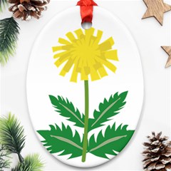 Sunflower Floral Flower Yellow Green Oval Ornament (two Sides) by Mariart