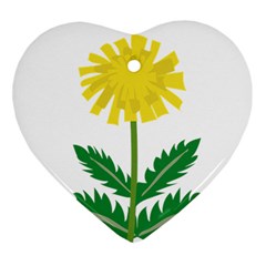 Sunflower Floral Flower Yellow Green Heart Ornament (Two Sides)