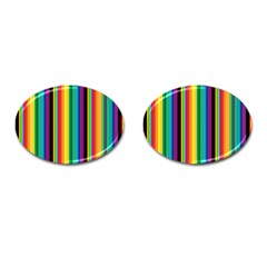 Multi Colored Colorful Bright Stripes Wallpaper Pattern Background Cufflinks (oval) by Nexatart