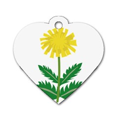 Sunflower Floral Flower Yellow Green Dog Tag Heart (Two Sides)