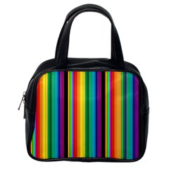 Multi Colored Colorful Bright Stripes Wallpaper Pattern Background Classic Handbags (one Side) by Nexatart