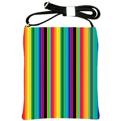 Multi Colored Colorful Bright Stripes Wallpaper Pattern Background Shoulder Sling Bags by Nexatart