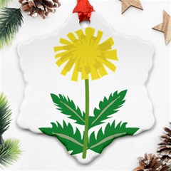 Sunflower Floral Flower Yellow Green Snowflake Ornament (Two Sides)