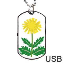 Sunflower Floral Flower Yellow Green Dog Tag USB Flash (One Side)