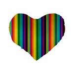 Multi Colored Colorful Bright Stripes Wallpaper Pattern Background Standard 16  Premium Heart Shape Cushions Back