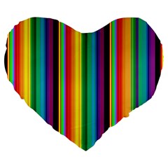 Multi Colored Colorful Bright Stripes Wallpaper Pattern Background Large 19  Premium Heart Shape Cushions by Nexatart