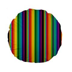 Multi Colored Colorful Bright Stripes Wallpaper Pattern Background Standard 15  Premium Flano Round Cushions by Nexatart