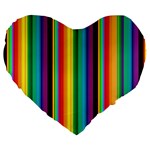 Multi Colored Colorful Bright Stripes Wallpaper Pattern Background Large 19  Premium Flano Heart Shape Cushions Front