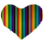 Multi Colored Colorful Bright Stripes Wallpaper Pattern Background Large 19  Premium Flano Heart Shape Cushions Back