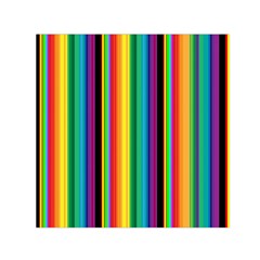 Multi Colored Colorful Bright Stripes Wallpaper Pattern Background Small Satin Scarf (square) by Nexatart