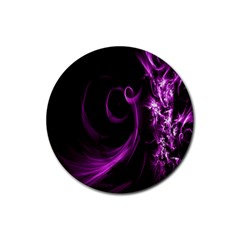 Purple Flower Floral Rubber Coaster (round)  by Mariart