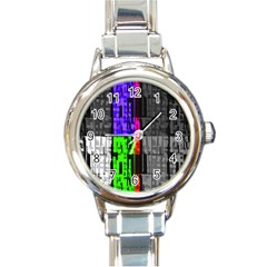 Repeated Tapestry Pattern Round Italian Charm Watch