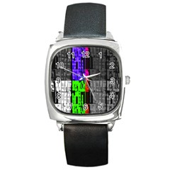 Repeated Tapestry Pattern Square Metal Watch