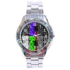 Repeated Tapestry Pattern Stainless Steel Analogue Watch