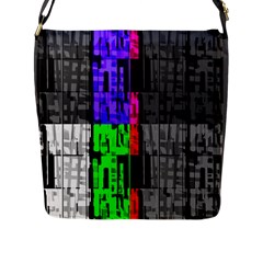 Repeated Tapestry Pattern Flap Messenger Bag (L) 