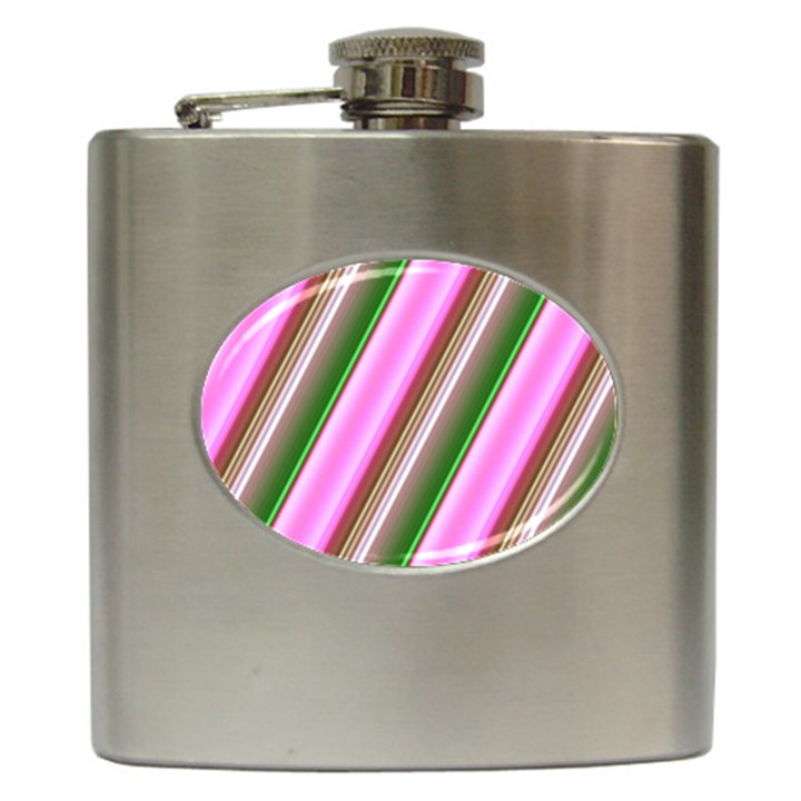 Pink And Green Abstract Pattern Background Hip Flask (6 oz)