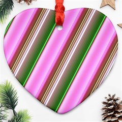 Pink And Green Abstract Pattern Background Heart Ornament (two Sides)