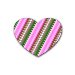 Pink And Green Abstract Pattern Background Rubber Coaster (heart)  by Nexatart