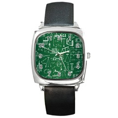 Scientific Formulas Board Green Square Metal Watch by Mariart