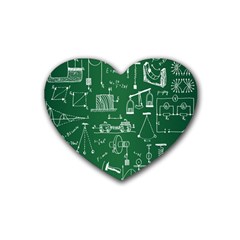 Scientific Formulas Board Green Rubber Coaster (heart)  by Mariart