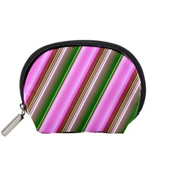 Pink And Green Abstract Pattern Background Accessory Pouches (small)  by Nexatart