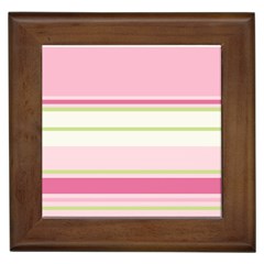 Turquoise Blue Damask Line Green Pink Red White Framed Tiles by Mariart