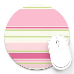 Turquoise Blue Damask Line Green Pink Red White Round Mousepads by Mariart